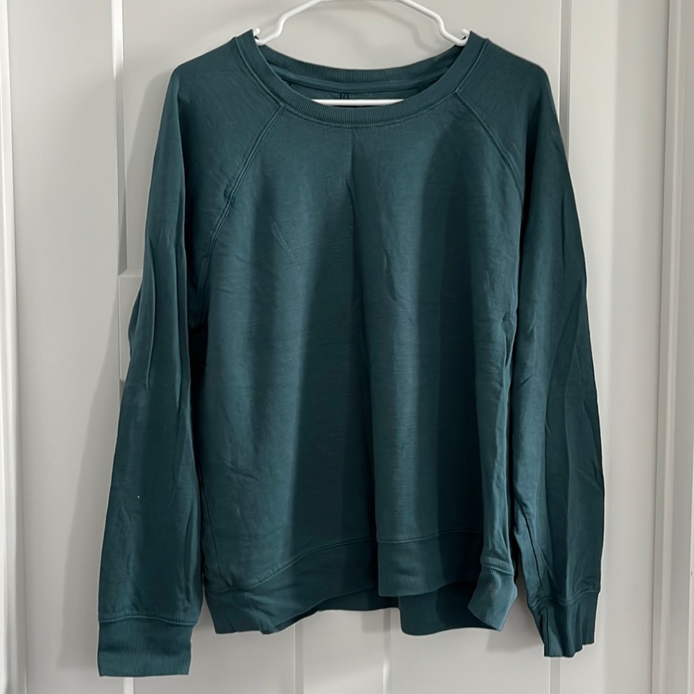 blue green athleta crew sweatshirt